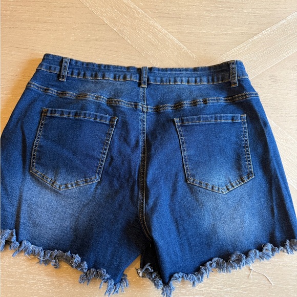 3 Distressed Denim Plus Size Jean Shorts Trio - Blue - Picture 10 of 10